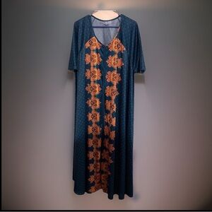 Only Necessities Teal and Orange Maxi Dress